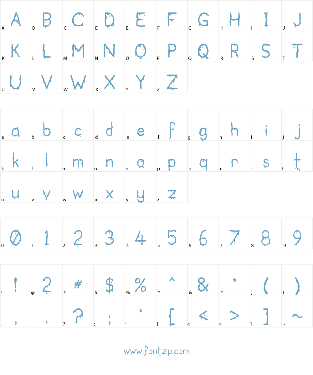 Bloodgutter 2000 Font Character